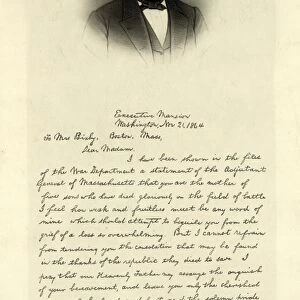 [Letter from Abraham Lincoln to Mrs. Bixby, with bust-length portrait of Lincoln] / engd
