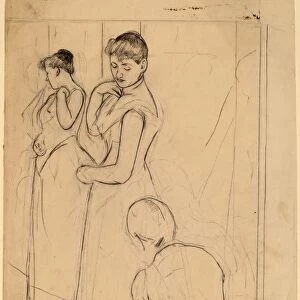 Mary Cassatt, The Fitting [recto], American, 1844 - 1926, 1890-1891, graphite over