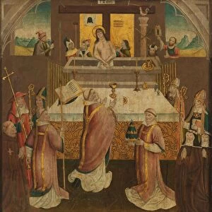 Mass Saint Gregory Gregorius kneels altar sees