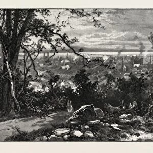 Montreal from the Mountain, Canada, Nineteenth Century Engraving