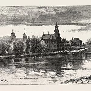 Niagara District, Thorold, on Old Welland Canal, Canada, Nineteenth Century Engraving