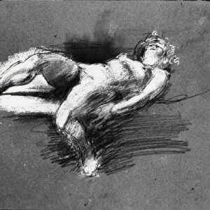 Nude Study reclining female figure Chalk paper