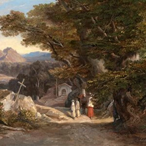 Between Olavano L Civitella Signed and dated, lower right: E. Lear 1842"