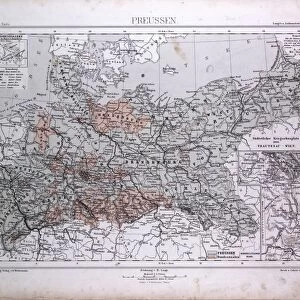 Prussia, Preussen, atlas by Th. von Liechtenstern and Henry Lange, antique map 1869