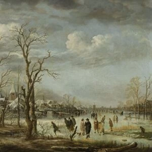 River view in the winter, Aert van der Neer, 1630 - 1660