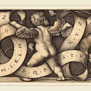 Sebald Beham (German, 1500-1550), Genius with Alphabet, 1542, engraving