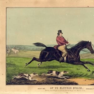 Up to sixteen stone: hunting casualties; N. Currier (Firm), ; New York : Published by N