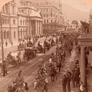 South African Light Horse coming down Adderly Street, to entrain for the front, Cape Town
