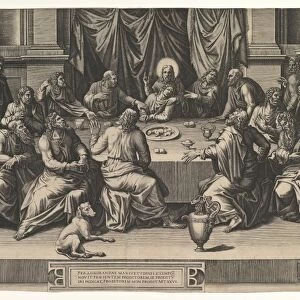 Last Supper 1551 Engraving sheet 13 3 / 4 x 21