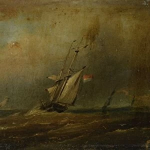 Turbulent sea sailing ships storm sailing-ship