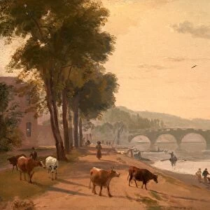A View of Richmond Bridge, on the Thames, London Signed in brown paint, lower left