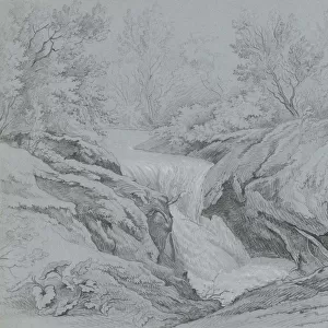 A waterfall mountains Drawing group drawings