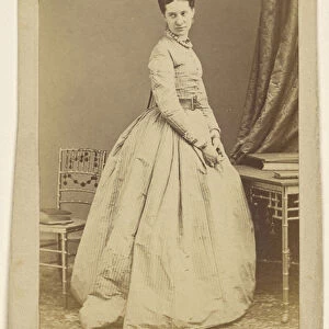 woman wearing long dress standing 1865 1870 Albumen silver print