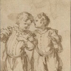 Two Young Page-Boys 1600-1650 Pen brown ink