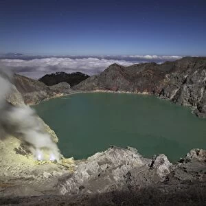 Acidic crater lake of Kawah Ijen volcano, Java, Indonesia
