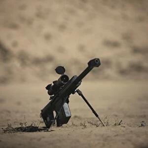 Barrett M82A1 rifle sits ready on a firing range