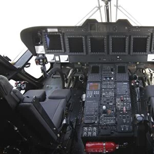 Cockpit view of an EH101 utility helicopter