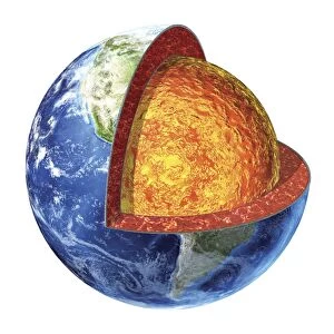 Cross section of planet Earth showing the lower mantle