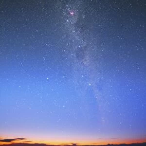 The Eta Carina nebula and the Milky Way visible at dawn