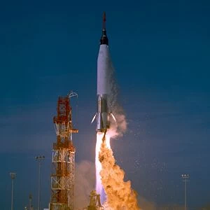 The launch of the Mercury Atlas unmanned test flight