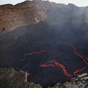 Lava lake in pit crater, Erta Ale volcano, Danakil Depression, Ethiopia