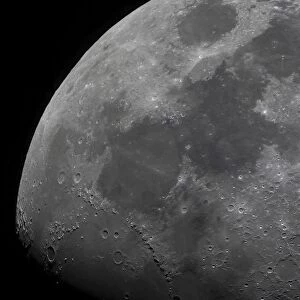 The limb and terminator of the waxing gibbous moon