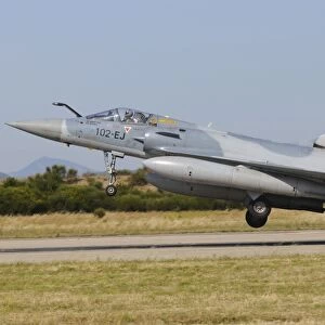 Mirage 2000C of the French Air Force landing at Orange-Caritat Air Base, France