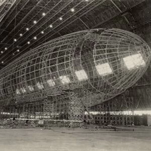 The nose of USS Akron being attached, circa 1933