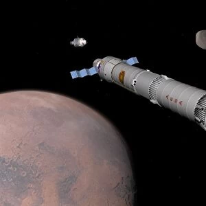 The Phobos mission rocket prepares for approach to the martian moon