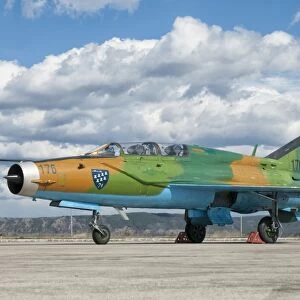 A Romanian Air Force MiG-21B airplane at Camp Turzii Air Base, Romania