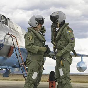 Romanian Air Force MiG-21C pilots at Camp Turzii Air Base, Romania