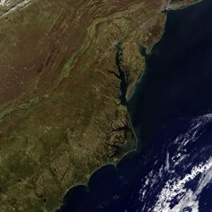 Satellite view of the Mid-Atlantic United States