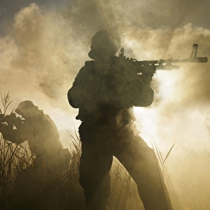 U. S. Navy SEALs during a combat scene