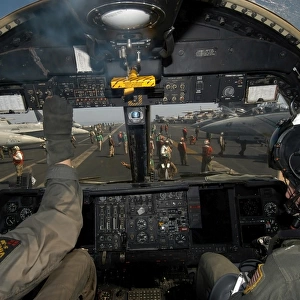 A view from the Tactical Coordinators position aboard a U. S. Navy S-3B Viking aircraft