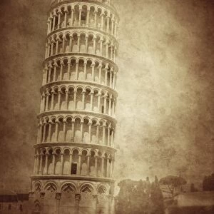 Vintage photo of the Leaning Tower of Pisa, Italy