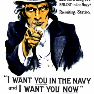 Vintage World War I poster of Uncle Sam pointing at the reader