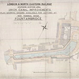 Union Canal Improvements. Plan Showing Ground Available for Letting at New Terminal Basin, Fountainbridge