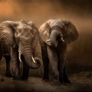 Elephants dust bath