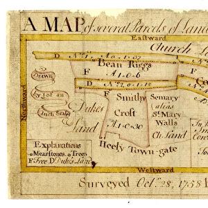 Map of Several strips and a close between Heeley Town Gate and Heeley Green, on (modern Gleadless Road), Sheffield, 1758