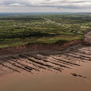 Aerial view of the Joggins Fossil Cliffs UNESCO World Heritage Site along the shore