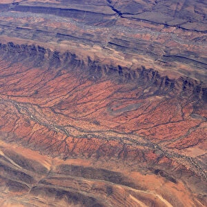 Aerial view of the Red Centre in Australia with dry river bed, Australia, October 2009