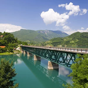 Bridge spanning Lake Jablanicko near Sarajevo, Bosnia and Herzegovina, Balkans 2007
