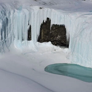 Frozen waterfall, Putoransky State Nature Reserve, Putorana Plateau, Siberia, Russia