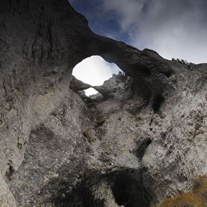 Holes carved by nature in limestone rock, Piatra Craiului National Park, Transylvania