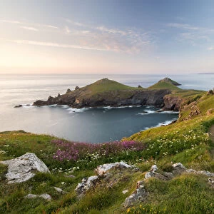 Twin headland, The Rumps, in late evening light, Pentire Point, near Polzeath, Cornwall, UK