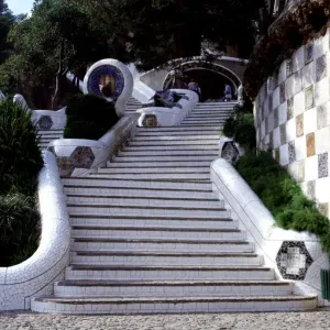 Gaudí's Enchanting Staircase Print: Park Güell, Barcelona Gaudí's Enchanting Staircase Print: Park Güell, Barcelona