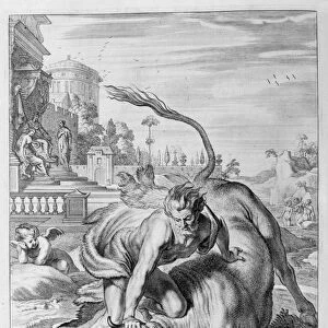 Achelous in the shape of a bull is vanquished by Hercules, 1655. Artist: Michel de Marolles