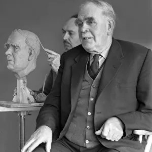 Alderman M Crichton posing for a sculpture, Swinton, South Yorkshire, April 1959