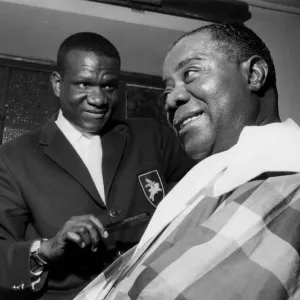 Louis Armstrong in Hammersmith, London Haircut Print 1962 Louis Armstrong in Hammersmith, London Haircut Print 1962