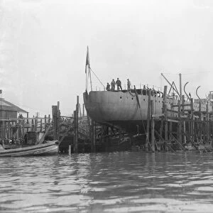 Almirante Simpson before launch at J. Samuel White shipyard, Cowes, 26th February 1914